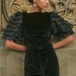 Doen Heirloom Clarette Velvet Ruffled Top Large NWT